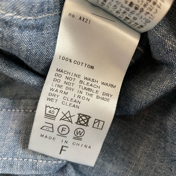 Journal Standard Chambray Denim Button up Shirt- "One Size" Japanese Size - Picture 9 of 10